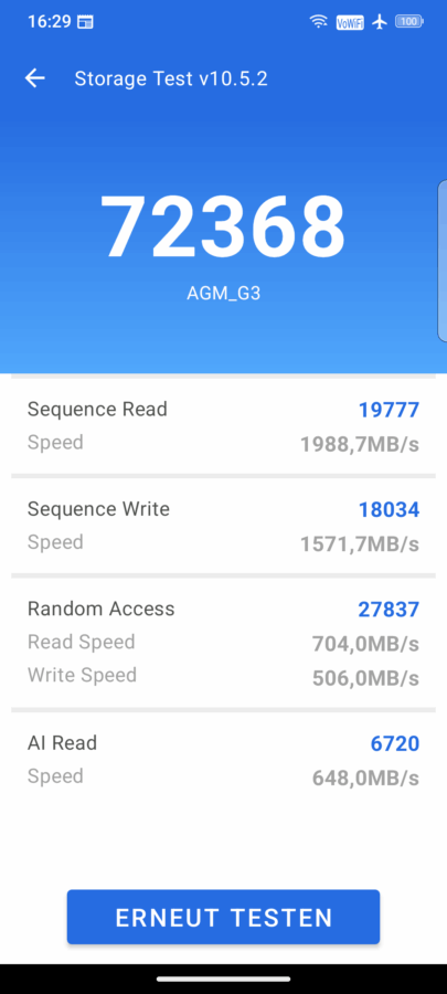AGM G3 Pro Antutu Storage Test