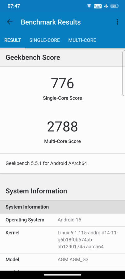 AGM G3 Pro Geekbench 5