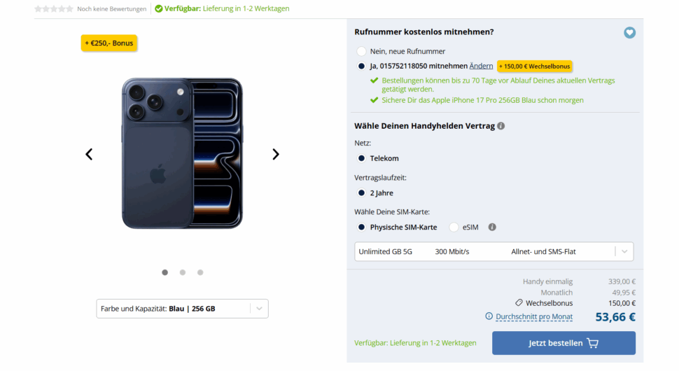 iPhone 17 Pro Deal Handyhelden Banner iPhone 17 Pro Deal Handyhelden Banner