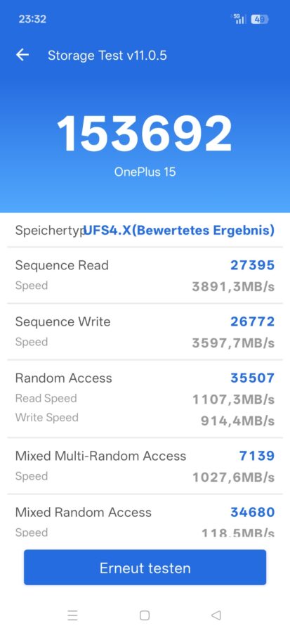 OnePlus 15 Antutu Storage Benchmark