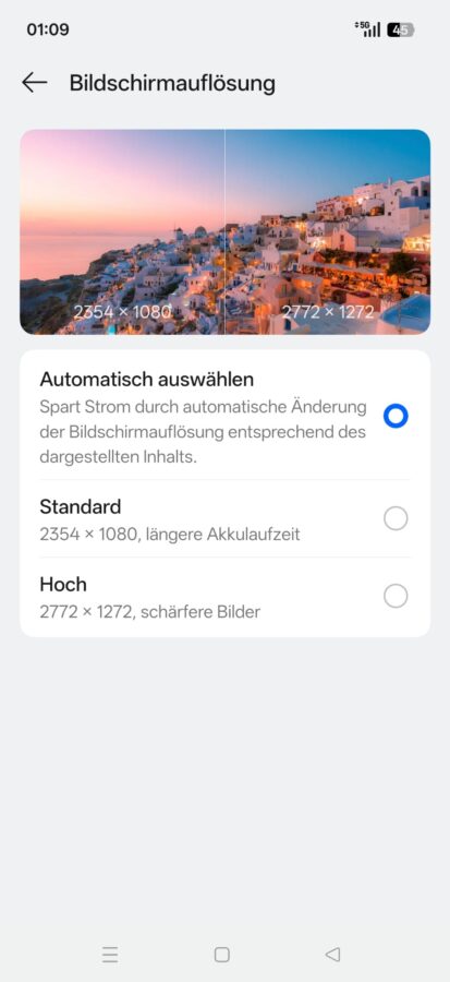 OnePlus 15 Display Settings Aufloesung
