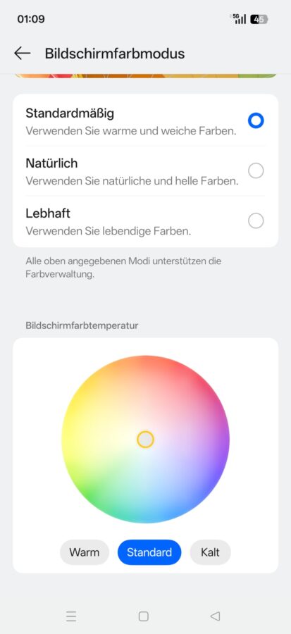 OnePlus 15 Display Settings Farbmodus