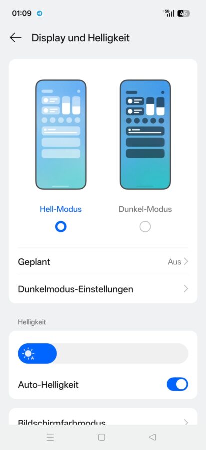 OnePlus 15 Display Settings Helligkeit