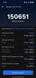 Oppo Find X9 Pro Test Screenshot Speicher