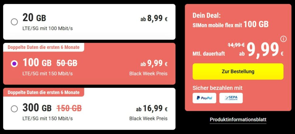 SimON Mobile Black Week Nov 25 Tarife