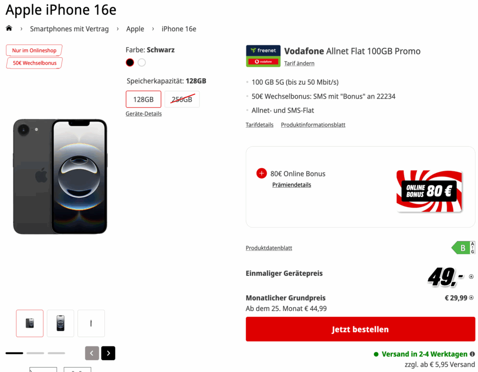 iPhone 16e und 80E Bonus mit Vodafone Vertrag MediaMarkt Tarifwelt iPhone 16e und 80E Bonus mit Vodafone Vertrag MediaMarkt Tarifwelt