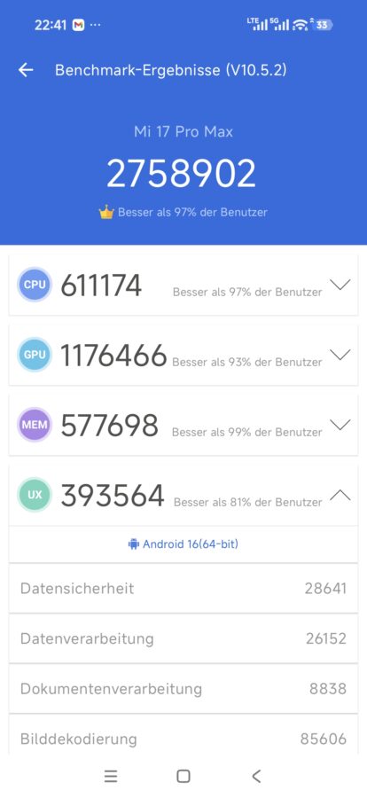 xiaomi 17 pro max antutu 10