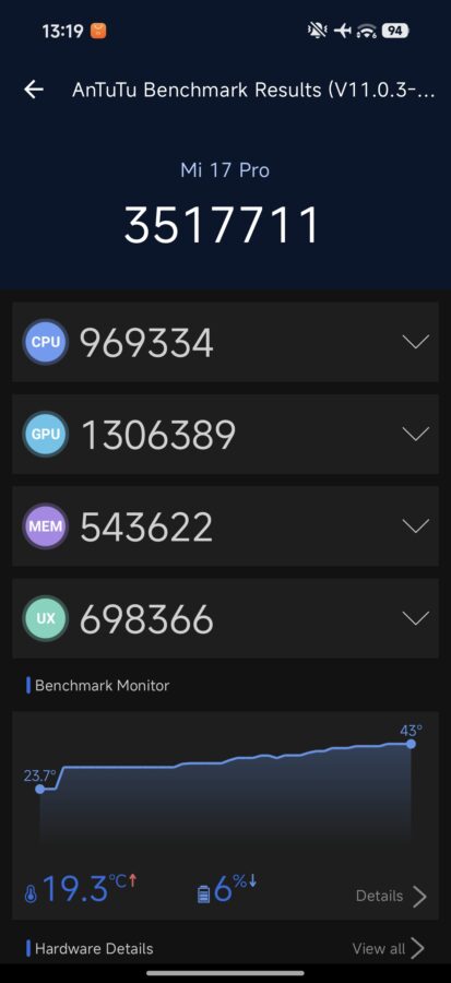 Xiaomi 17 Pro Test Screenshot Antutu v11
