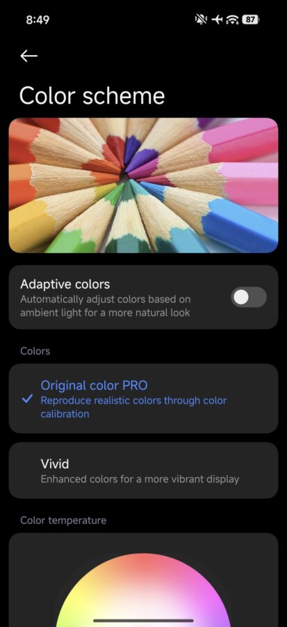Xiaomi 17 Pro Test Screenshot Display Farben