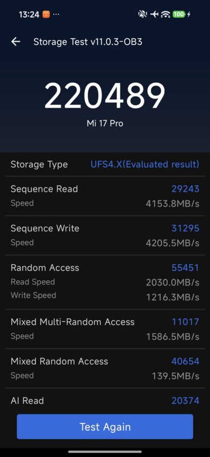 Xiaomi 17 Pro Test Screenshot Speicher