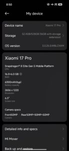 Xiaomi 17 Pro Test Screenshot System 1