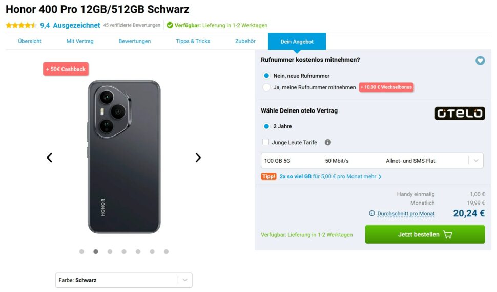 Honor 400 Pro Gomibo 100GB Vertrag Dez 25 Honor 400 Pro Gomibo 100GB Vertrag Dez 25