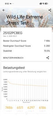 Poco F8 Ultra 3dmark wildlife extreme stresstest Poco F8 Ultra 3dmark wildlife extreme stresstest