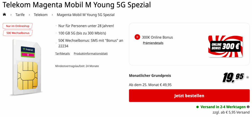freenet Telekom Magenta Mobil M Young 5G Spezial MediaMarkt Tarifwelt