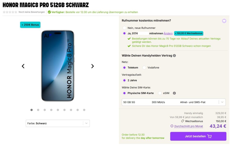 Honor Magic 8 Pro Telekom Vertragsdeal 50GB Handyhelden Jan 26 Honor Magic 8 Pro Telekom Vertragsdeal 50GB Handyhelden Jan 26