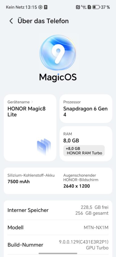 Test Honor Magic 8 Lite System 9 Test Honor Magic 8 Lite System 9