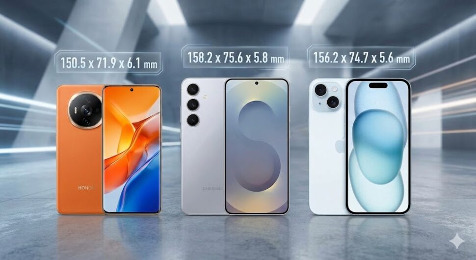 Honor Magic Air vs. iPhone Air vs. Samsung S25 Edge Im Vergleich mit Samsung & Apple ist das Honor Magic 8 Pro Air zwar nicht dünner, aber deutlich kompakter