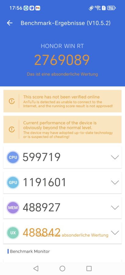 Honor WIN RT Benchmark 3 Honor WIN RT Benchmark 3