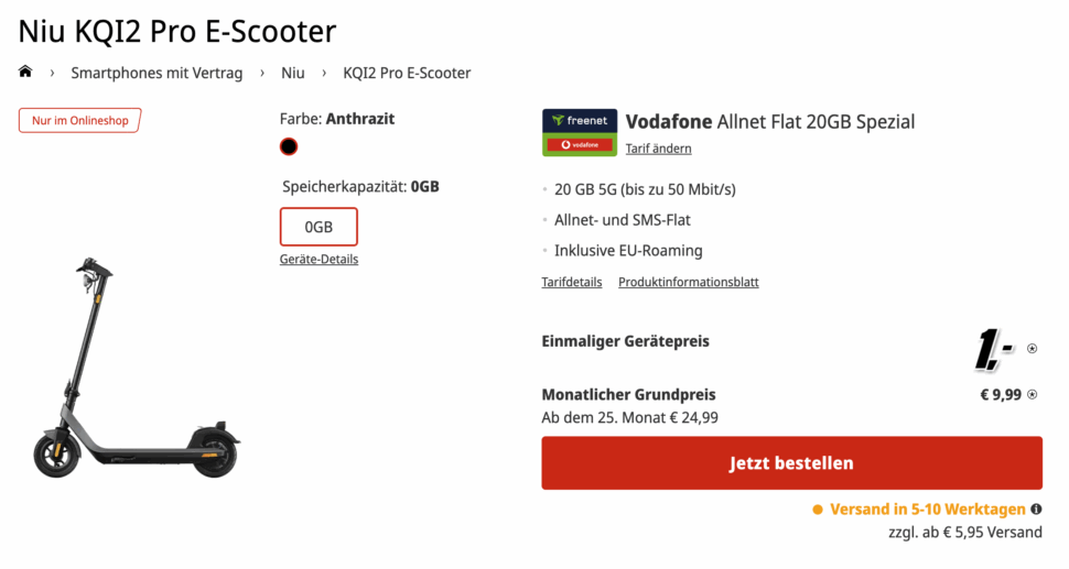 MediaMarkt O2 Vodafone mit E Scooter Deal 1 MediaMarkt O2 Vodafone mit E Scooter Deal 1