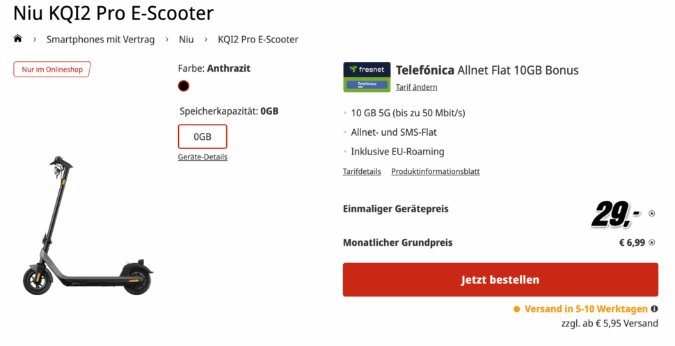 MediaMarkt O2 Vodafone mit E Scooter Deal 2 MediaMarkt O2 Vodafone mit E Scooter Deal 2