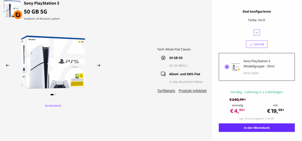 Sony Playstation 5 mit Otelo bei DEINHANDY Sony Playstation 5 mit Otelo bei DEINHANDY