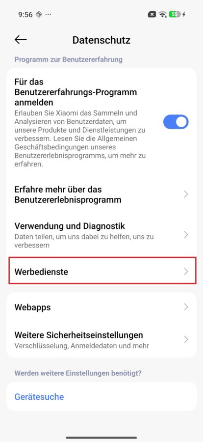 Personalisierte Werbung deaktivieren HyperOS 4 Personalisierte Werbung deaktivieren HyperOS 4