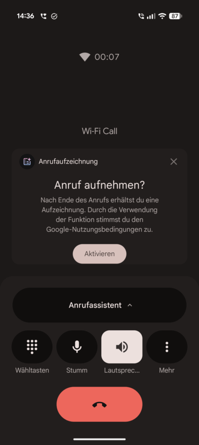 Screenshot Anrufaufzeichnung I I Screenshot Anrufaufzeichnung I I