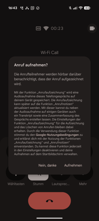 Screenshot Anrufaufzeichnung III I Screenshot Anrufaufzeichnung III I