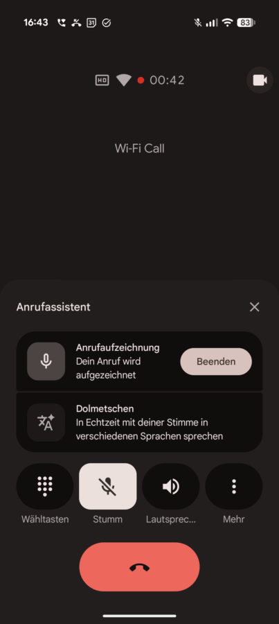 Screenshot Anrufaufzeichnung V I Screenshot Anrufaufzeichnung V I