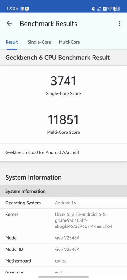 Screenshot iqoo15ultra geekbench6 Screenshot iqoo15ultra geekbench6