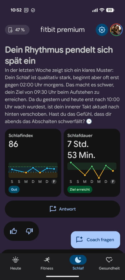 Fitbit Neuer Schlaf Score Screenshot V Fitbit Neuer Schlaf Score Screenshot V