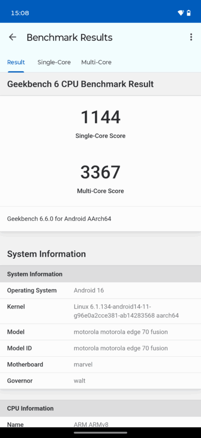 Screenshot edge70fusion geekbench Screenshot edge70fusion geekbench