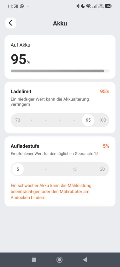 Navimow i215 LiDAR App Einstellungen 2 Navimow i215 LiDAR App Einstellungen 2