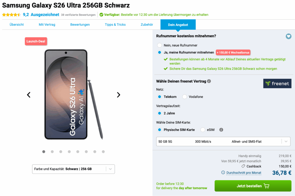 Freenet Magenta mit Samsung Galaxy S26 Ultra 256GB Schwarz kaufen Gomibo.de Freenet Magenta mit Samsung Galaxy S26 Ultra 256GB Schwarz kaufen Gomibo.de