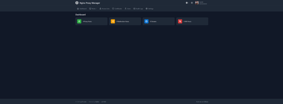 Projekt NAS Screenshot NGINX Proxy Manager III Projekt NAS Screenshot NGINX Proxy Manager III