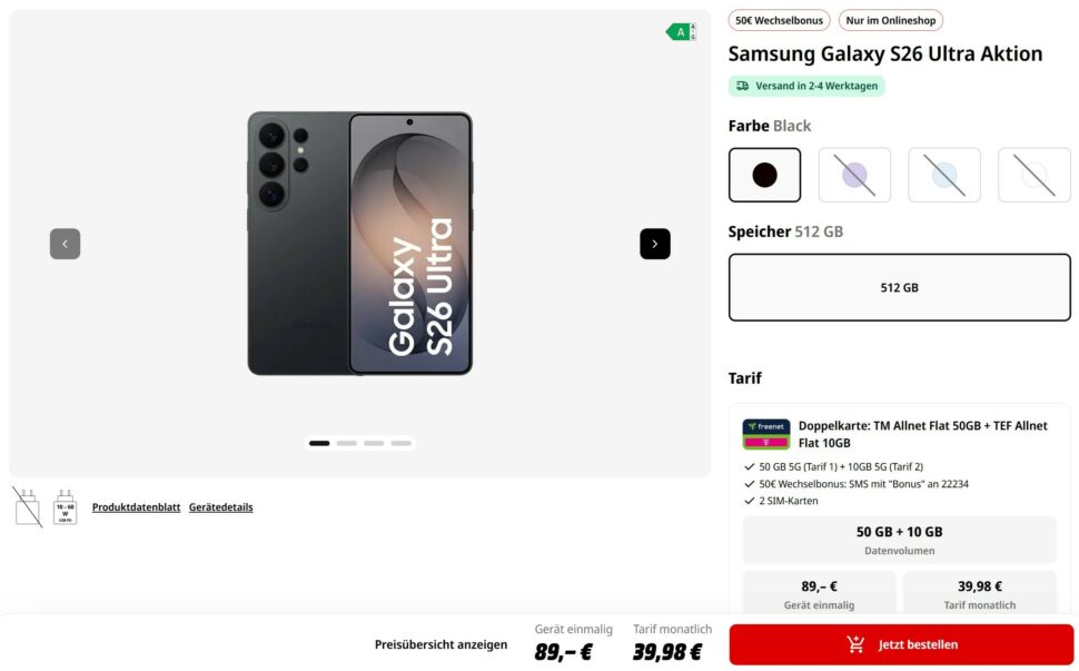 Samsung S26 Ultra MediaMarkt Telekom 50GB April 26 Samsung S26 Ultra MediaMarkt Telekom 50GB April 26
