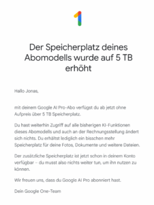 Google AI Pro Abo jezt mit 5TB Google AI Pro Abo jezt mit 5TB