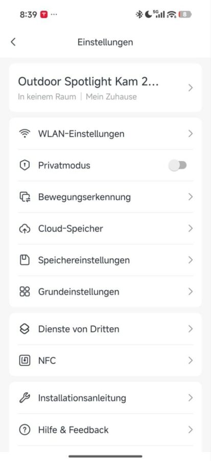 SwitchBot Outdoor Spotlight Cam 2K Einstellungen App 2 SwitchBot Outdoor Spotlight Cam 2K Einstellungen App 2