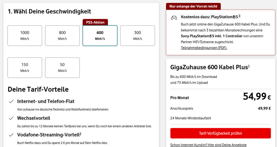 Vodafone GigaZuhause Kabel Playstation 5 April 2026 Konditionen Vodafone GigaZuhause Kabel Playstation 5 April 2026 Konditionen