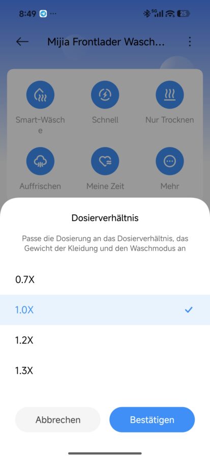 Einstellung automatisches Waschmittel 1 Einstellung automatisches Waschmittel 1