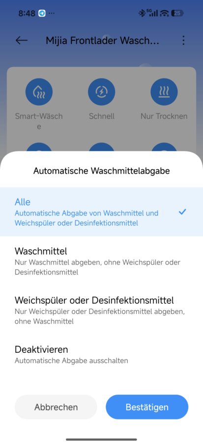 Einstellung automatisches Waschmittel 2 Einstellung automatisches Waschmittel 2