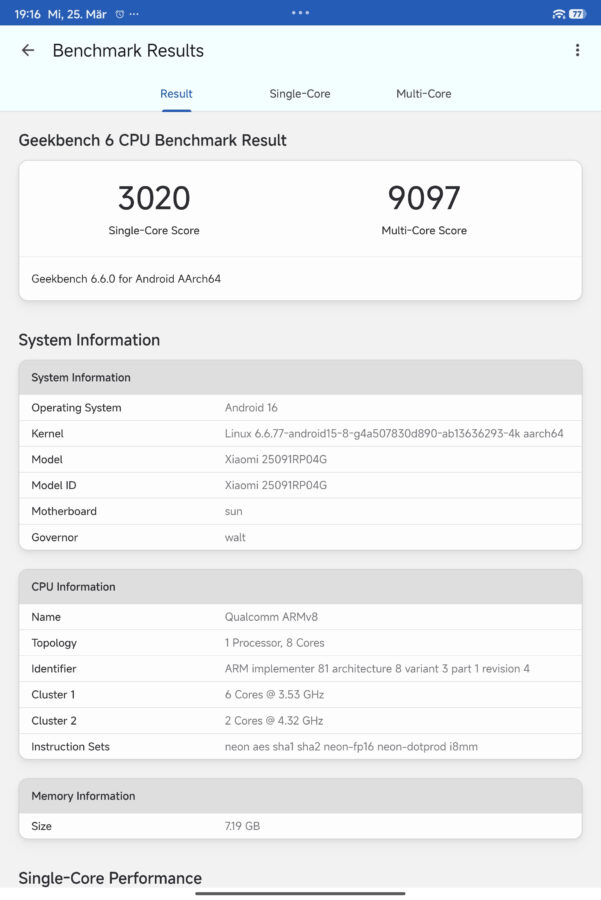 Xiaomi Pad 8 Pro geekbench 6 Xiaomi Pad 8 Pro geekbench 6