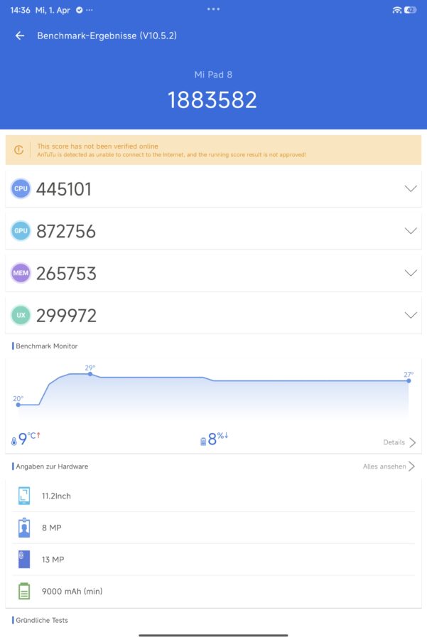 Xiaomi Pad 8 Benchmark antutu 10 Xiaomi Pad 8 Benchmark antutu 10