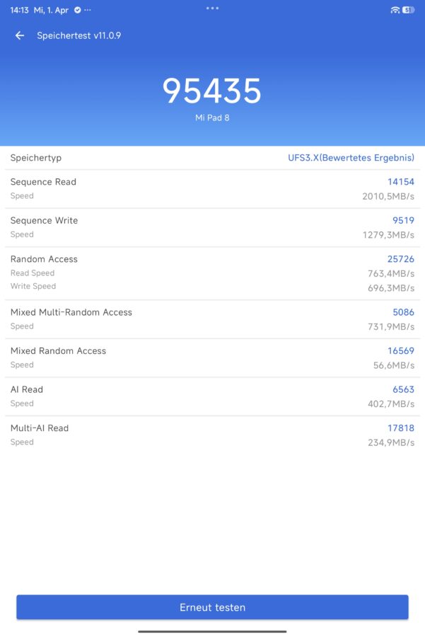 Xiaomi Pad 8 Benchmark storage Xiaomi Pad 8 Benchmark storage