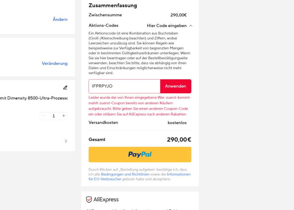 Aliexpress Gutscheincode abgelaufen hilfe tipps sale