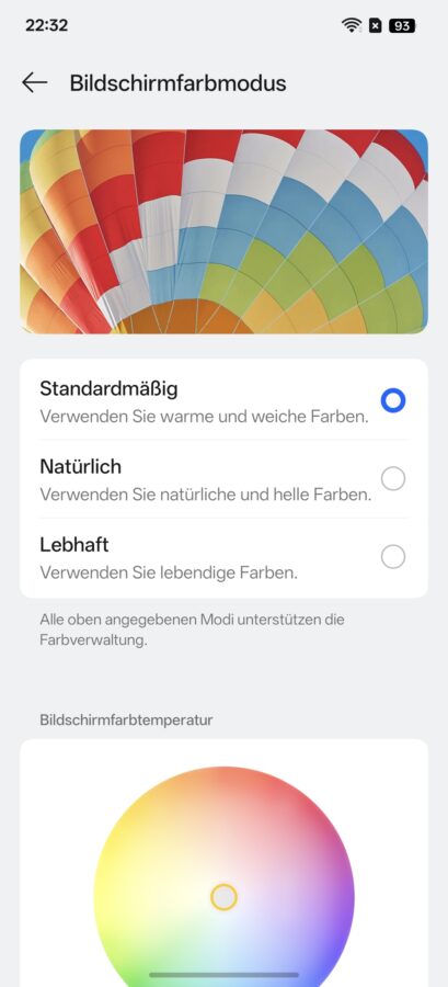 Oppo Find X9 Ultra Bildschirmfarbmodus Oppo Find X9 Ultra Bildschirmfarbmodus