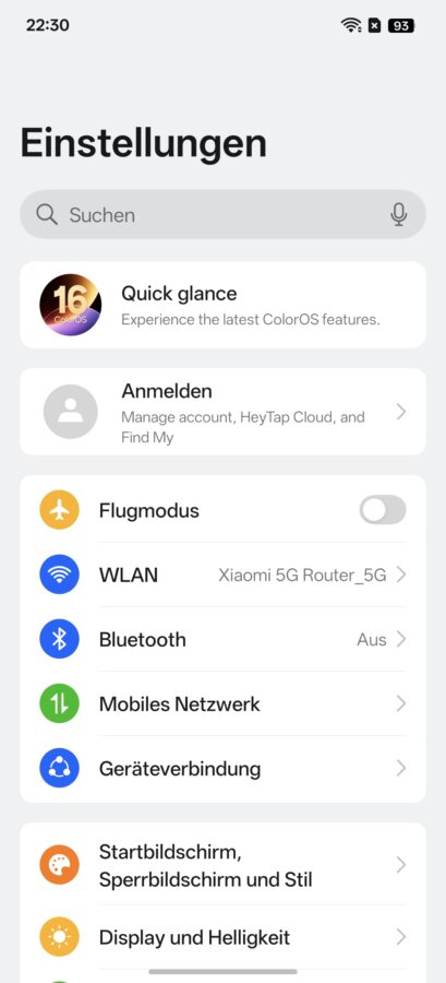 Oppo Find X9 Ultra ColorOS 16 Einstellungen Oppo Find X9 Ultra ColorOS 16 Einstellungen
