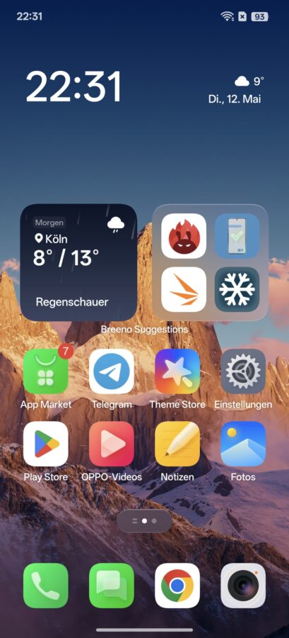 Oppo Find X9 Ultra Homescreen Oppo Find X9 Ultra Homescreen