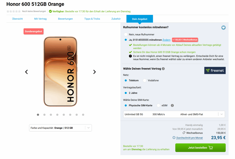 Honor 600 mit Magenta M Update Honor 600 mit Magenta M Update