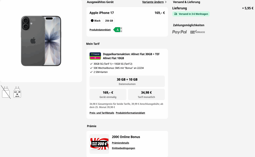 iPhone 17 200E Online Bonus mit Vertrag MediaMarkt Tarifwelt iPhone 17 200E Online Bonus mit Vertrag MediaMarkt Tarifwelt
